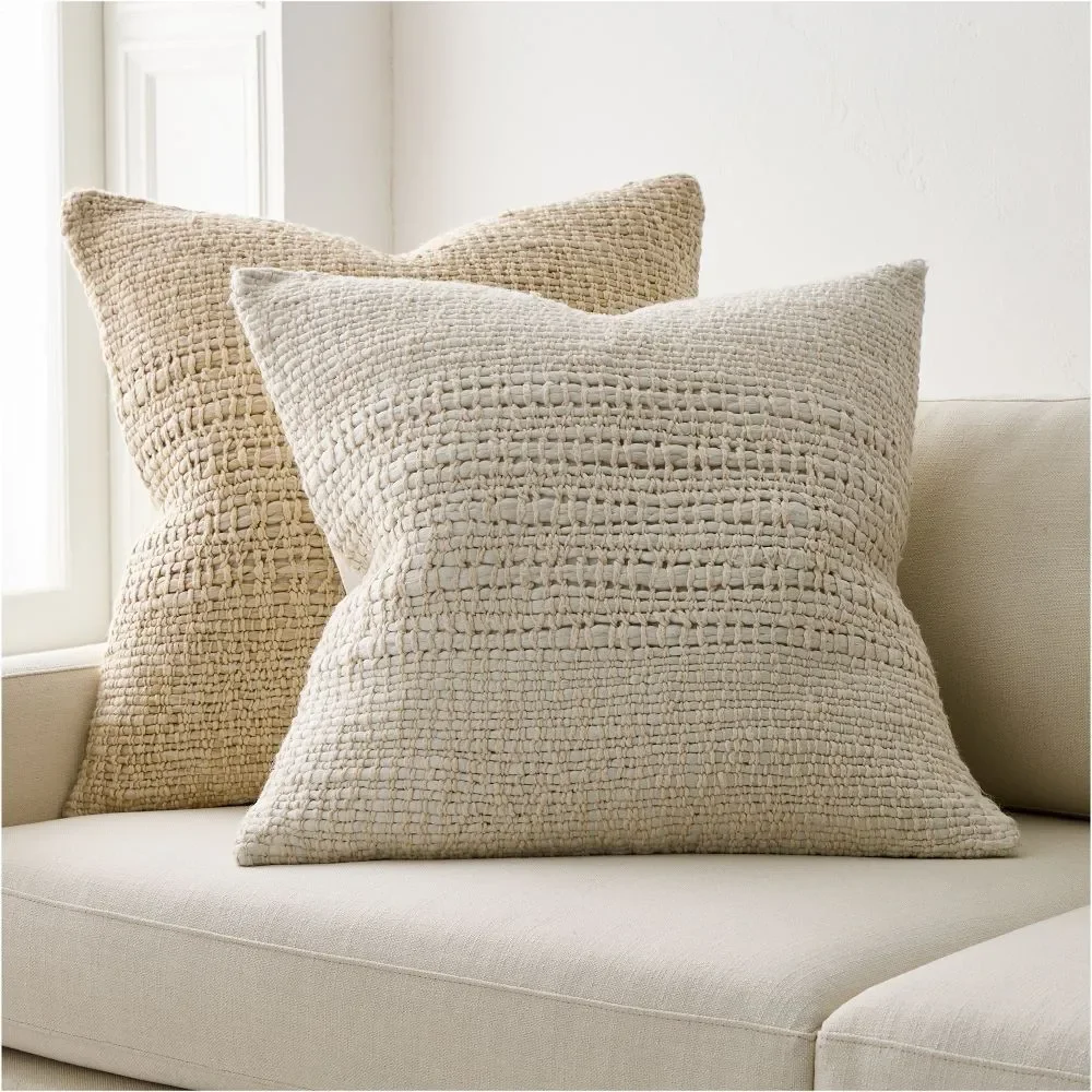 West Elm Cozy Weave Pillow Cover NWT White 24